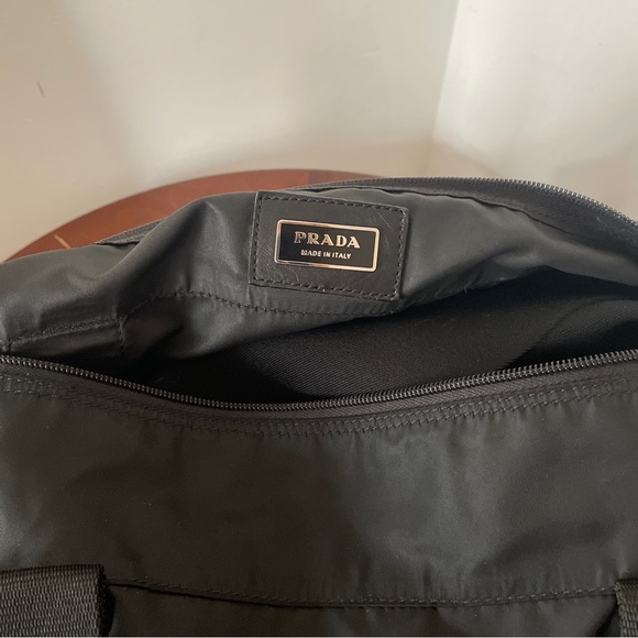 Prada Vintage Nylon Black Duffel Travel Bag Carry On Authentic Vintage - Picture 9 of 15